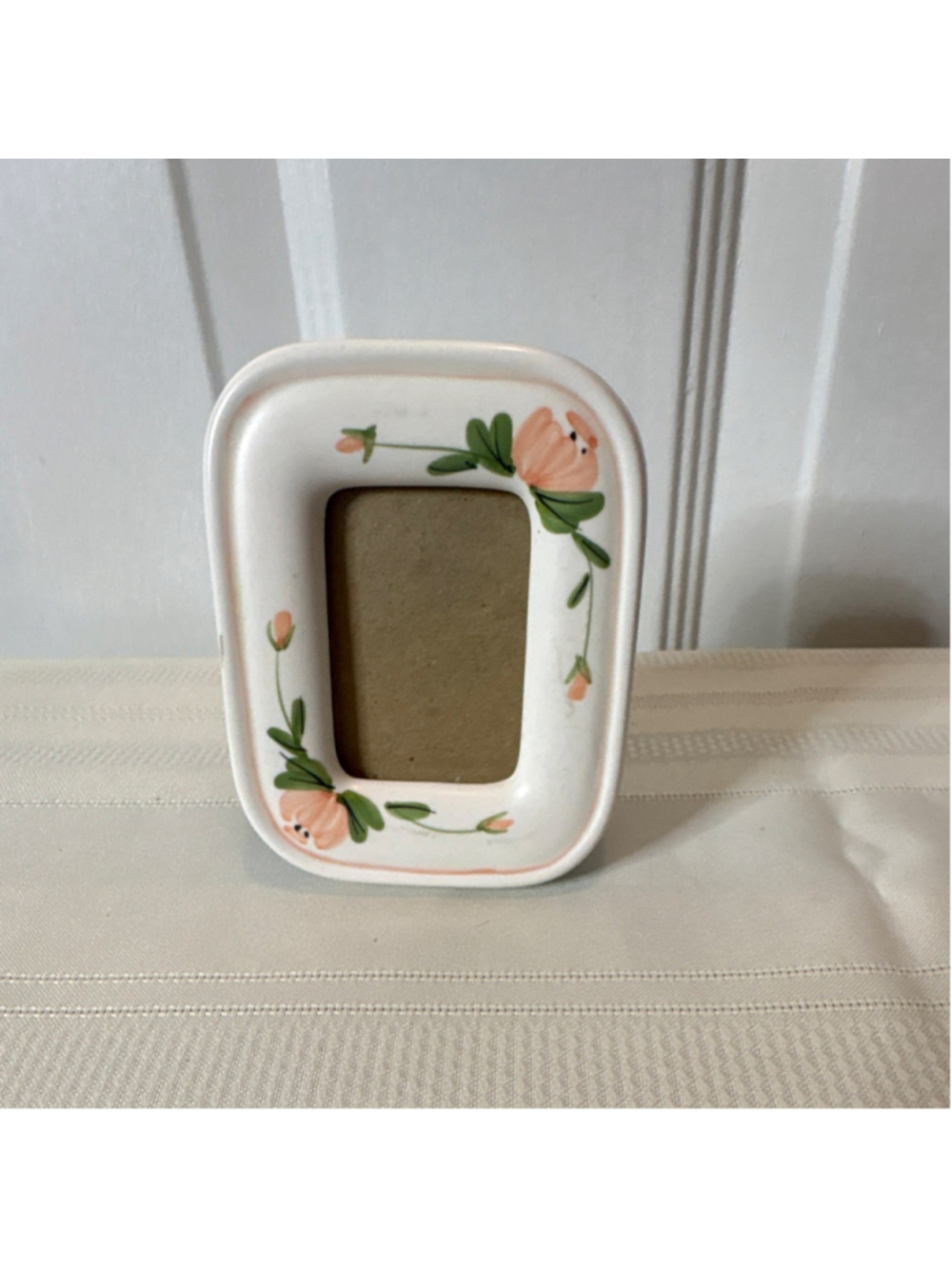 Summit Collection Ceramic Floral Photo Frame White Pink Green 1989 Rectangle